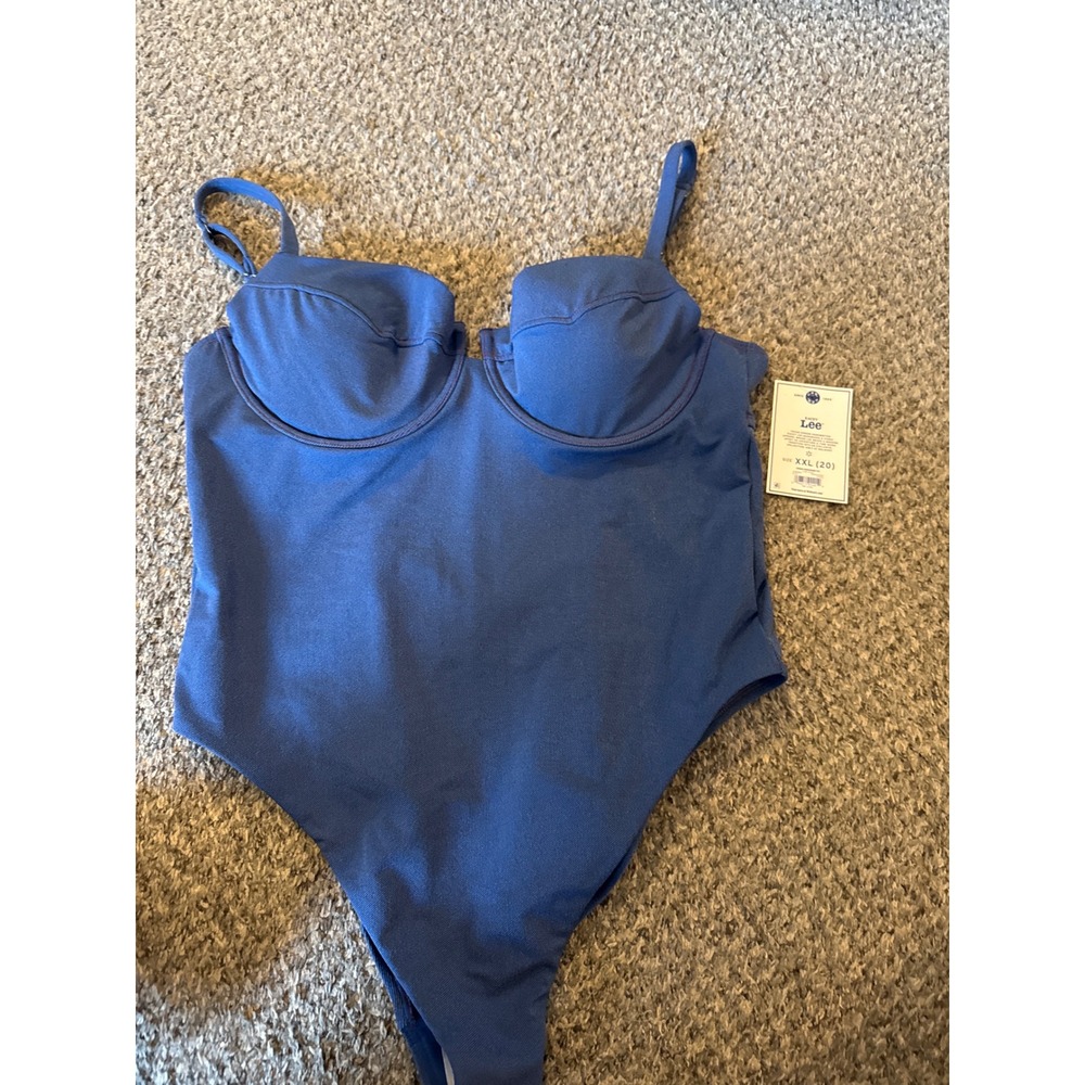 Kacey Lee x Lee Denim Underwire One Piece Swimsuit Dark Wash XXL 20 NEW